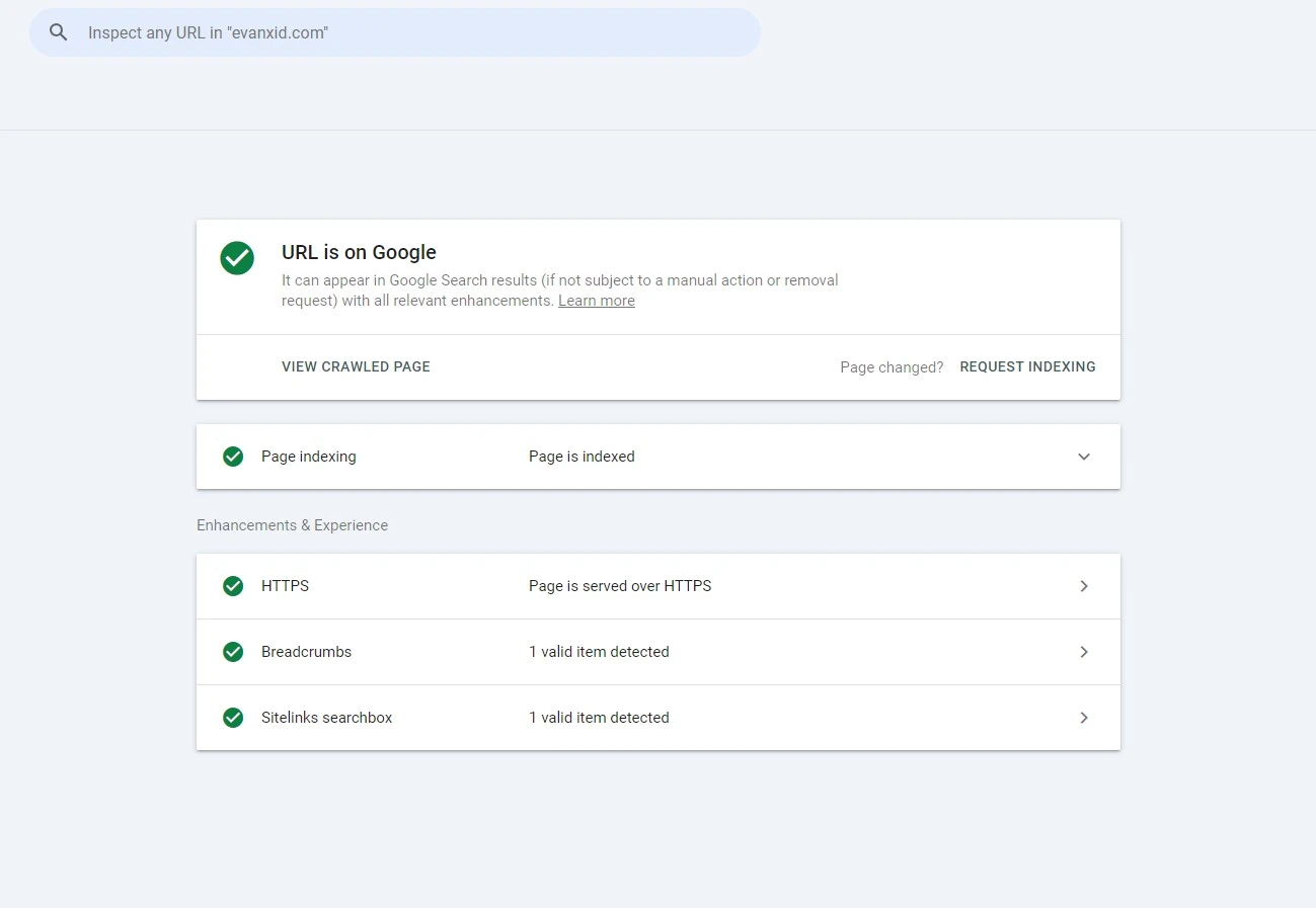 google search console indexed pages