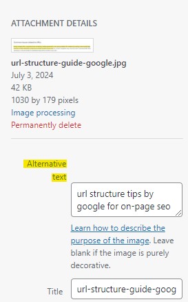 alternative text in images for on-page-seo optimization