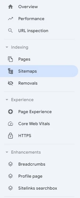 sitemap section in gsc