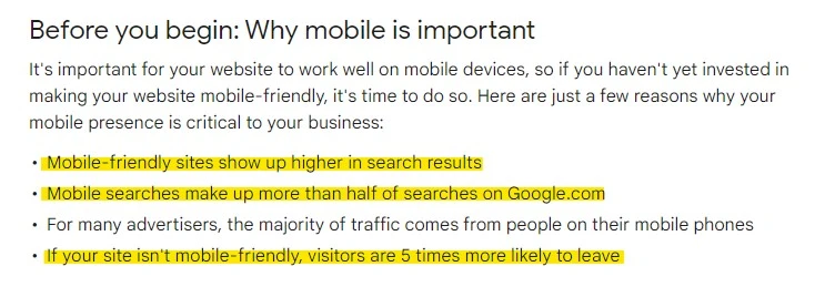 mobile friendly guide by google