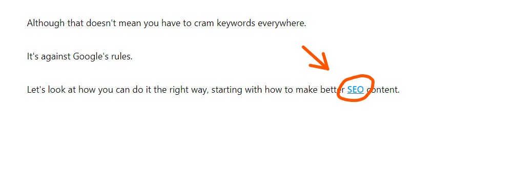 internal link with a relevant anchor text keyword