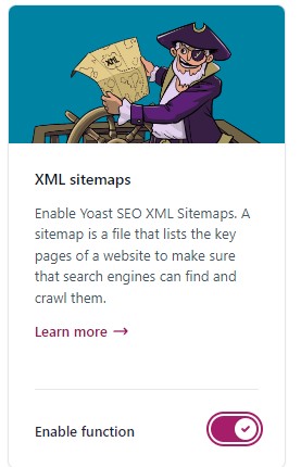 yoast seo option to create an xml sitemap 